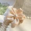 A light pink ribbon flower hairpin, a sweet Korean headwear for women, and a fresh and cute hairpin details Picture